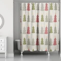 Cream Tree Pattern Shower Curtain -Christmas Designers Store D662552S 2