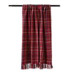DII® Tartan Holly Plaid Recycled Cotton Throw -Christmas Designers Store D663091S 2