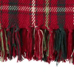 DII® Tartan Holly Plaid Recycled Cotton Throw -Christmas Designers Store D663091S 3