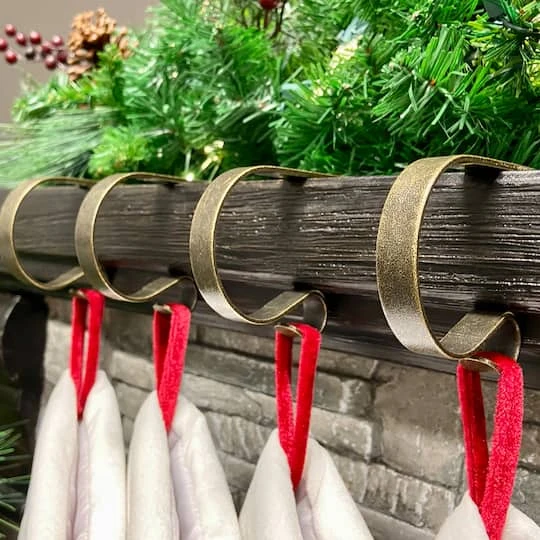 Original MantleClip® Weathered Antique Brass Stocking Holders, 4ct. 5 Original MantleClip® Weathered Antique Brass Stocking Holders, 4ct. - Image 3