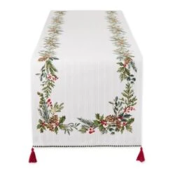 DII® 72" Heritage Holiday Sprigs Reversible Embellished Table Runner -Christmas Designers Store D666775S 1