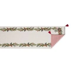 DII® 72" Heritage Holiday Sprigs Reversible Embellished Table Runner -Christmas Designers Store D666775S 4
