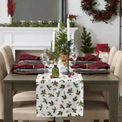DII® 108" Holly Heritage Table Runner -Christmas Designers Store D666777S 3