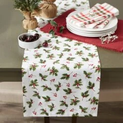 DII® 108" Holly Heritage Table Runner -Christmas Designers Store D666777S 5
