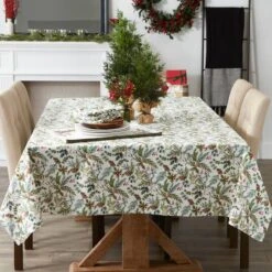 DII® 70" Heritage Holiday Sprigs Printed Tablecloth -Christmas Designers Store D666782S 4