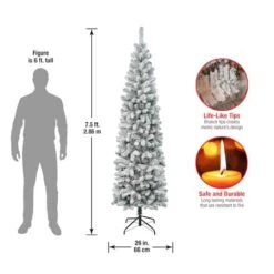 7.5ft. Unlit Acacia Pencil Slim Flocked Artificial Christmas Tree -Christmas Designers Store D671901S 14