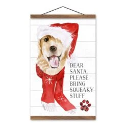 Please Bring Squeaky Stuff Teak Hanging Canvas