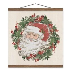 Vintage Santa Teak Hanging Canvas