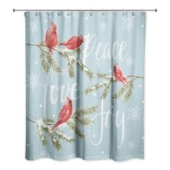 Peace Love Joy Cardinals Shower Curtain 7 Peace Love Joy Cardinals Shower Curtain -Christmas Designers Store D673243S 2