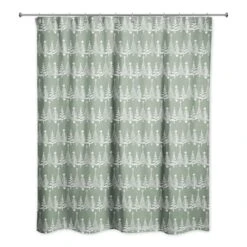 Sage Christmas Tree Pattern Shower Curtain -Christmas Designers Store D673244S 2