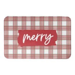 Merry Christmas Plaid Bath Mat