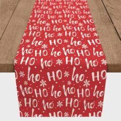 90'' Ho Ho Ho Pattern Cotton Twill Runner 7 90'' Ho Ho Ho Pattern Cotton Twill Runner -Christmas Designers Store D673279S 1 1