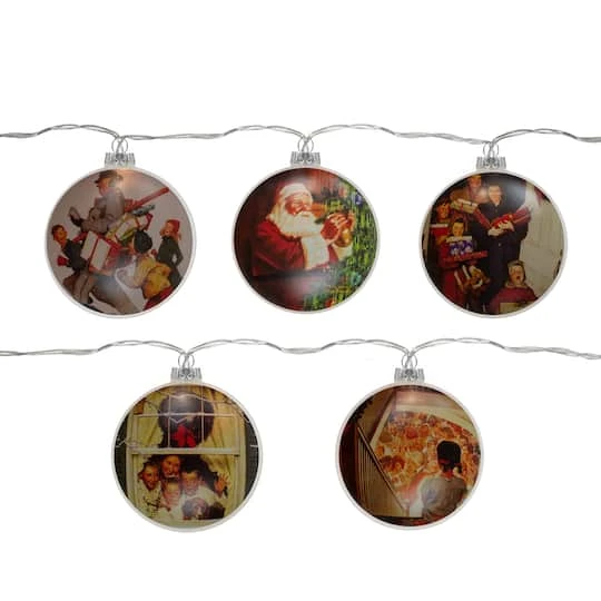 Northlight Norman Rockwell Glass Christmas Disc Lights Set, 5ct. 4 Northlight Norman Rockwell Glass Christmas Disc Lights Set, 5ct. - Image 2