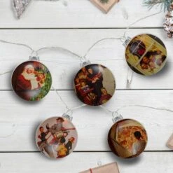 Northlight Norman Rockwell Glass Christmas Disc Lights Set, 5ct. 8 Northlight Norman Rockwell Glass Christmas Disc Lights Set, 5ct. -Christmas Designers Store D676183S 2