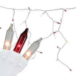 Northlight 100ct. Mini Icicle Christmas Light Set With White Wire Red And White