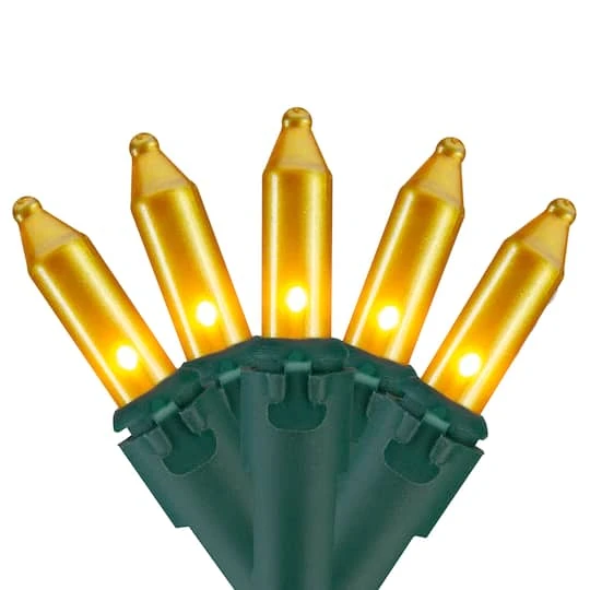 Northlight 100ct. Opaque Gold Mini Christmas Lights Set With Green Wire 4 Northlight 100ct. Opaque Gold Mini Christmas Lights Set With Green Wire - Image 2