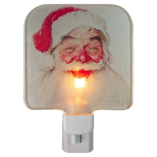 Northlight 6" Norman Rockwell 'Santa Claus' Glass Christmas Night Light 4 Northlight 6" Norman Rockwell 'Santa Claus' Glass Christmas Night Light - Image 2