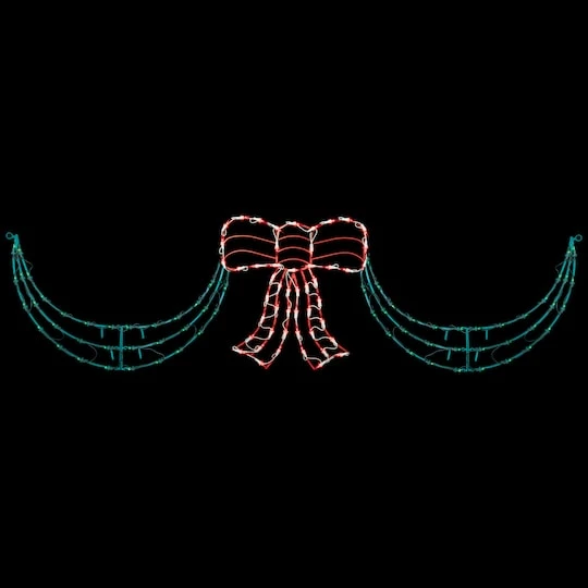 Northlight 3-Piece Lighted Red Bow And Green Swag Christmas Decoration 5 Northlight 3-Piece Lighted Red Bow And Green Swag Christmas Decoration - Image 3