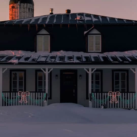 Northlight 3-Piece Lighted Red Bow And Green Swag Christmas Decoration 6 Northlight 3-Piece Lighted Red Bow And Green Swag Christmas Decoration - Image 4