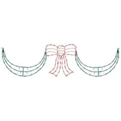 Northlight 3-Piece Lighted Red Bow And Green Swag Christmas Decoration 15 Northlight 3-Piece Lighted Red Bow And Green Swag Christmas Decoration -Christmas Designers Store D676234S 14