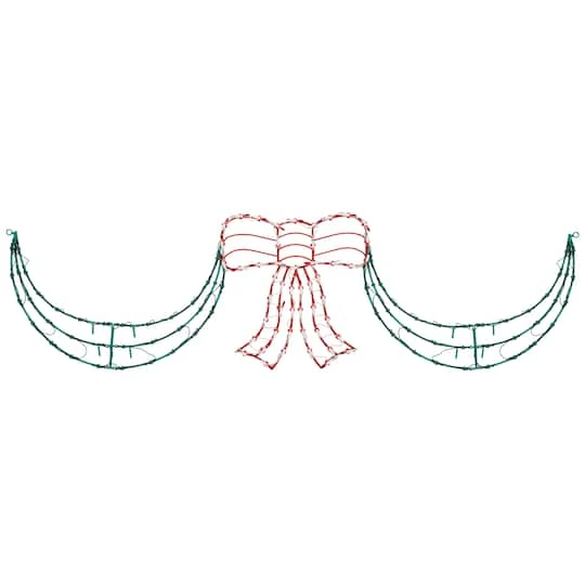 Northlight 3-Piece Lighted Red Bow And Green Swag Christmas Decoration 8 Northlight 3-Piece Lighted Red Bow And Green Swag Christmas Decoration - Image 6
