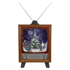 Northlight 21" LED Lighted Musical Snowing Christmas Tree TV Set Decoration