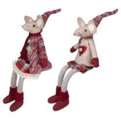 Northlight 17" Boy & Girl Sitting Plush Christmas Mice Figure Set -Christmas Designers Store D676299S 12