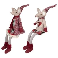 Northlight 17" Boy & Girl Sitting Plush Christmas Mice Figure Set -Christmas Designers Store D676299S 2