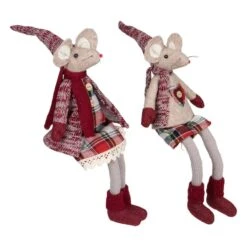 Northlight 17" Boy & Girl Sitting Plush Christmas Mice Figure Set -Christmas Designers Store D676299S 3