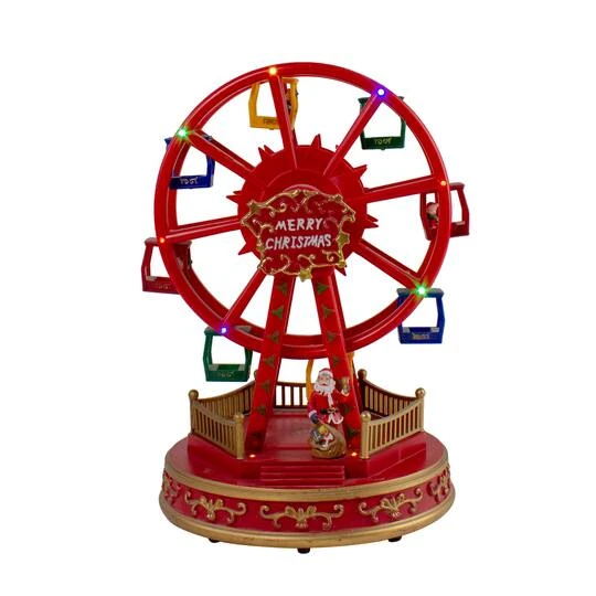 Northlight 11" Red & Gold LED Musical Rotating Christmas Ferris Wheel 4 Northlight 11" Red & Gold LED Musical Rotating Christmas Ferris Wheel - Image 2