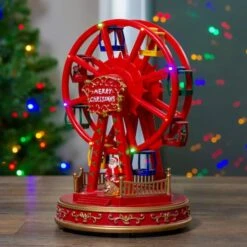 Northlight 11" Red & Gold LED Musical Rotating Christmas Ferris Wheel 11 Northlight 11" Red & Gold LED Musical Rotating Christmas Ferris Wheel -Christmas Designers Store D676305S 2