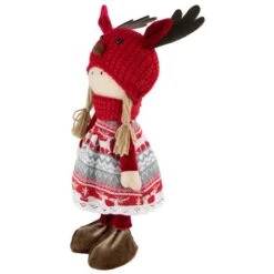 Northlight 16'' Little Nordic Girl In Moose Antler Hat Christmas Figure -Christmas Designers Store D676315S 16
