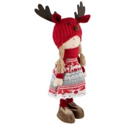 Northlight 16'' Little Nordic Girl In Moose Antler Hat Christmas Figure -Christmas Designers Store D676315S 3