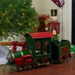 Northlight 34'' Green, Red And Gold Metal Train Figurine Tabletop Christmas Decoration -Christmas Designers Store D676320S 2