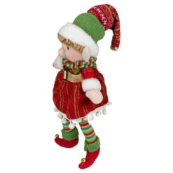 Northlight 14'' Red And Green Plush Jingle Bell Girl Elf Christmas Figure 12 Northlight 14'' Red And Green Plush Jingle Bell Girl Elf Christmas Figure -Christmas Designers Store D676334S 4