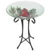 Northlight 21" Red Cardinal & Pine Cone Glass Bird Bath With Stand -Christmas Designers Store D716931S 1