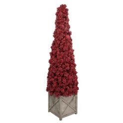 Northlight 4ft. Red Berry Cone Potted Christmas Topiary -Christmas Designers Store D755868S 3