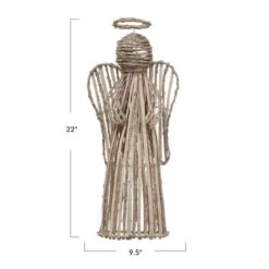 Hello Honey® 22" White Washed Handwoven Rattan Decorative Angel 9 Hello Honey® 22" White Washed Handwoven Rattan Decorative Angel -Christmas Designers Store D758748S 3