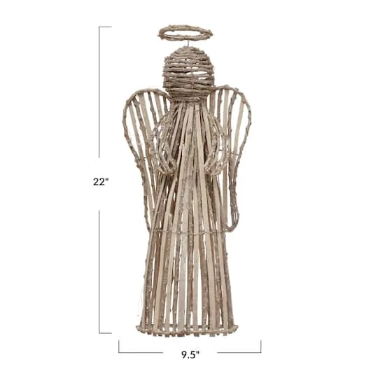 Hello Honey® 22" White Washed Handwoven Rattan Decorative Angel 6 Hello Honey® 22" White Washed Handwoven Rattan Decorative Angel - Image 4