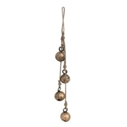 Hello Honey® 12" Antique Brass Finish Hanging Metal Jingle Bells