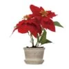 Hello Honey® 12" Faux Poinsettia In Round Cement Pot -Christmas Designers Store D758809S 1