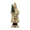 Hello Honey® 9.5" Recycled Paper Mache Cream Santa With Bottle Brush Tree 1 Hello Honey® 9.5" Recycled Paper Mache Cream Santa With Bottle Brush Tree -Christmas Designers Store D758817S 1