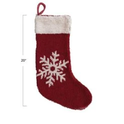 Hello Honey® 20" Red & Cream Snowflake Cotton Knit Stocking -Christmas Designers Store D758829S 3