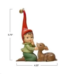 Hello Honey® 5.75" Elf With Fawn & Jingle Bell -Christmas Designers Store D758832S 3